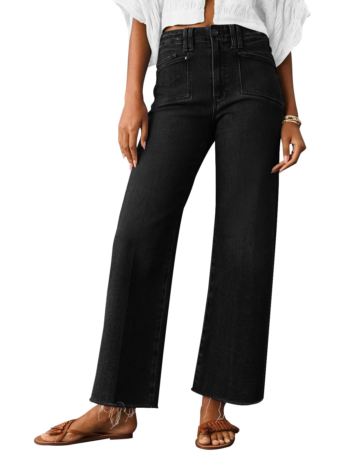 KUNMI Jeans for Women Wide Leg Baggy High Waist Boyfriends Straight Leg Stretchy Denim Pants Trendy Fall 2025