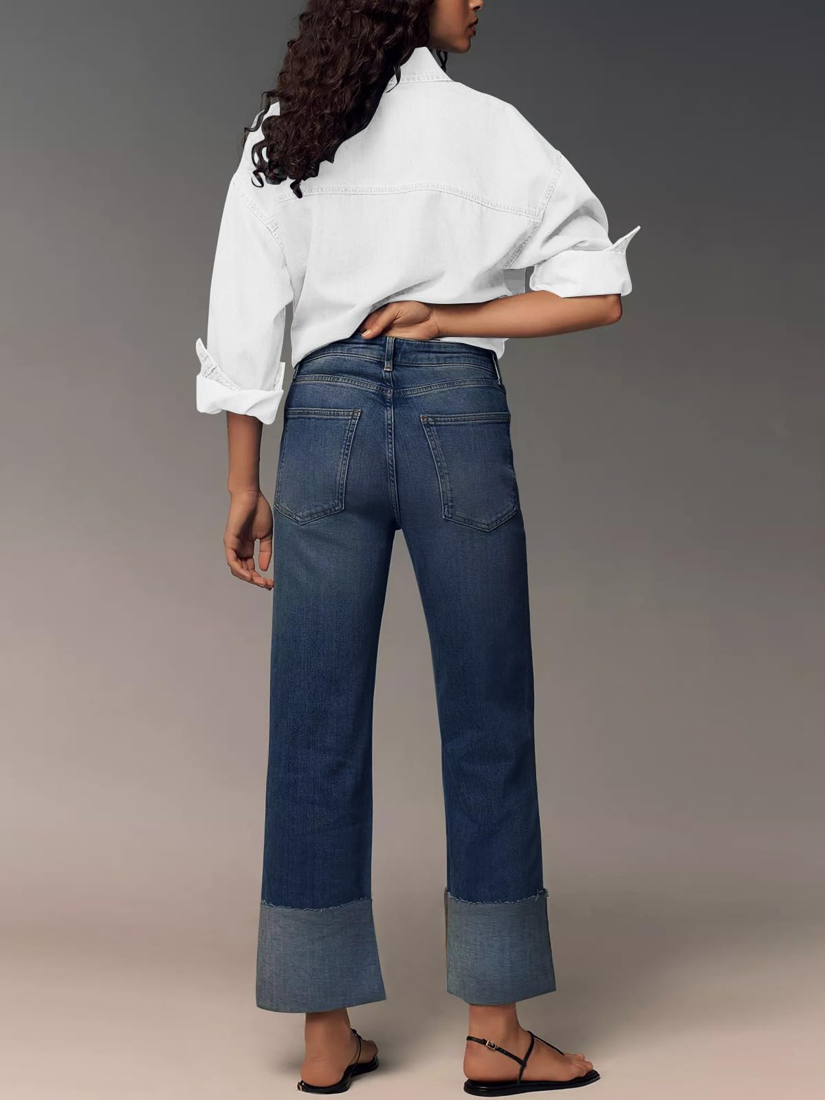 KUNMI Jeans for Women Wide Leg Baggy High Waist Boyfriends Straight Leg Stretchy Denim Pants Trendy Fall 2025