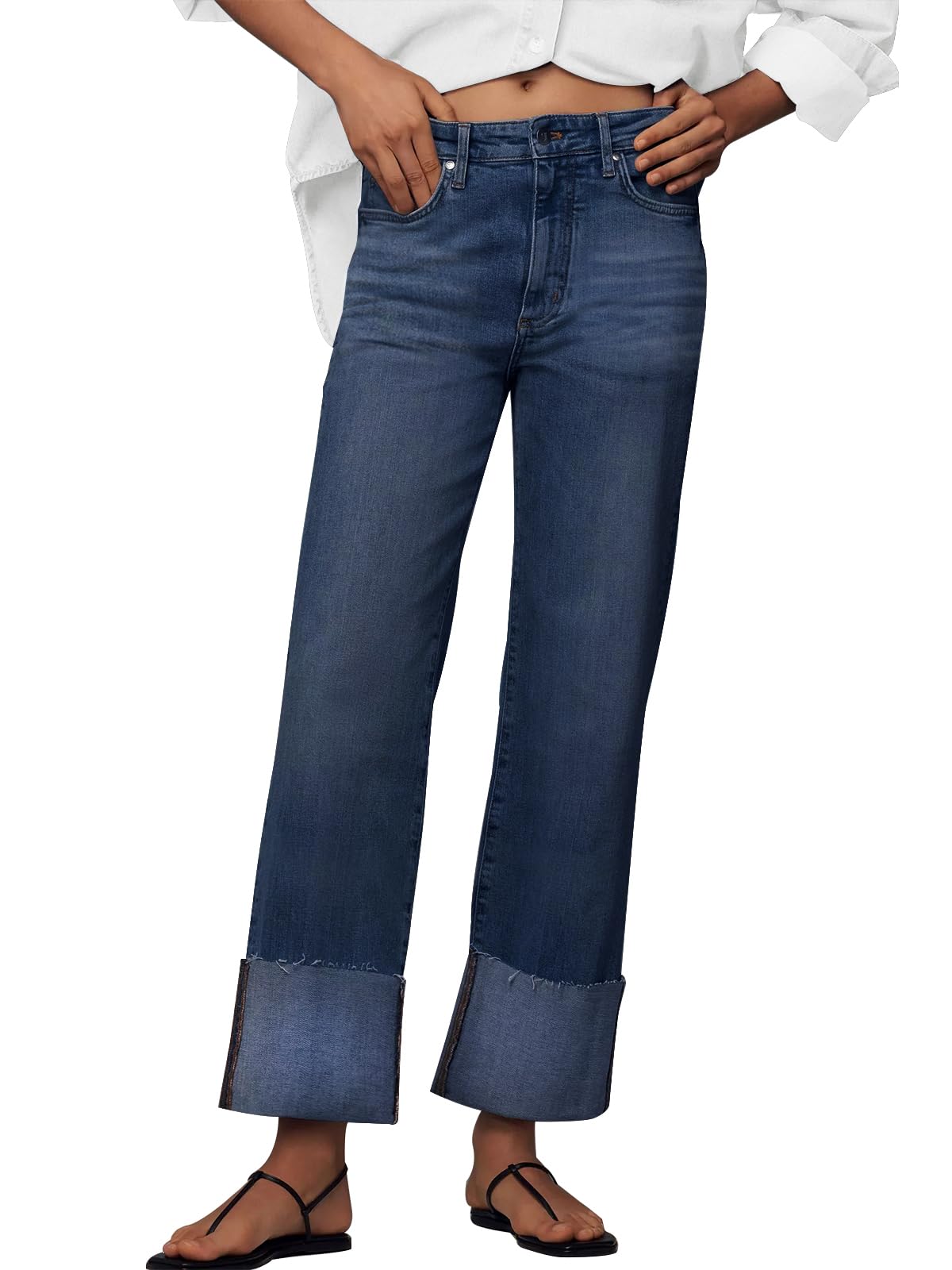 KUNMI Jeans for Women Wide Leg Baggy High Waist Boyfriends Straight Leg Stretchy Denim Pants Trendy Fall 2025