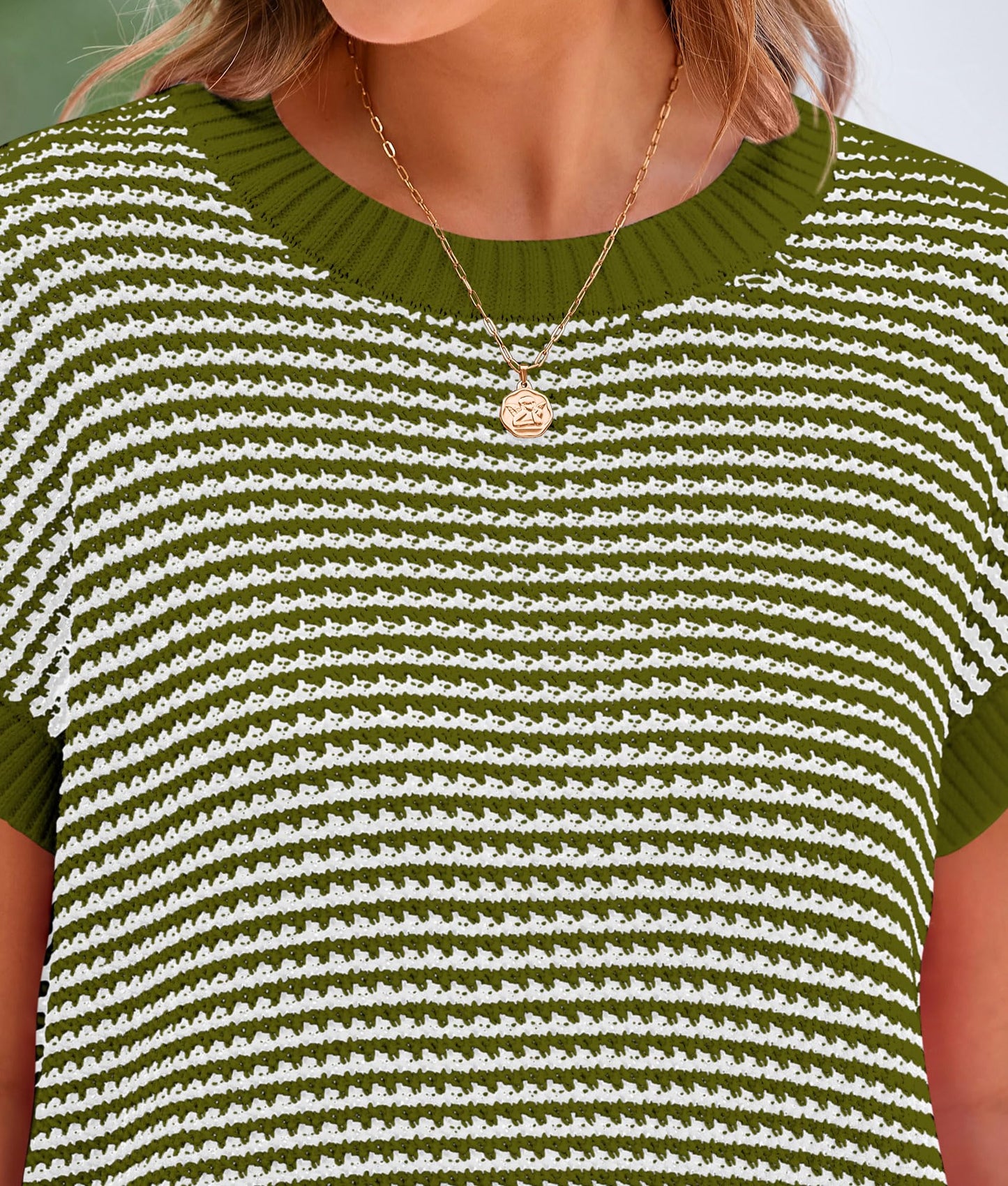 PRETTYGARDEN Womens Short Sleeve Sweater Spring Summer 2025 Round Neck Striped Pullover Cap Sleeve Knit Sweater Vest Tops