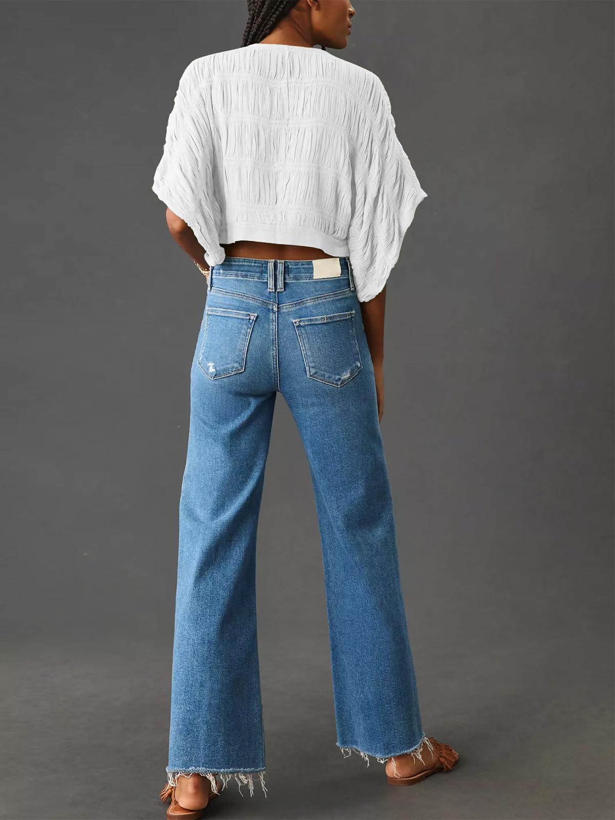 KUNMI Jeans for Women Wide Leg Baggy High Waist Boyfriends Straight Leg Stretchy Denim Pants Trendy Fall 2025