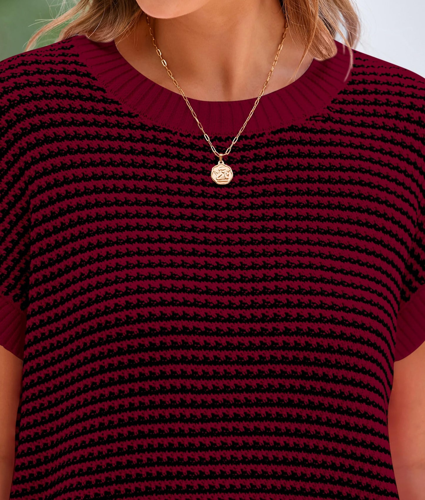 PRETTYGARDEN Womens Short Sleeve Sweater Spring Summer 2025 Round Neck Striped Pullover Cap Sleeve Knit Sweater Vest Tops