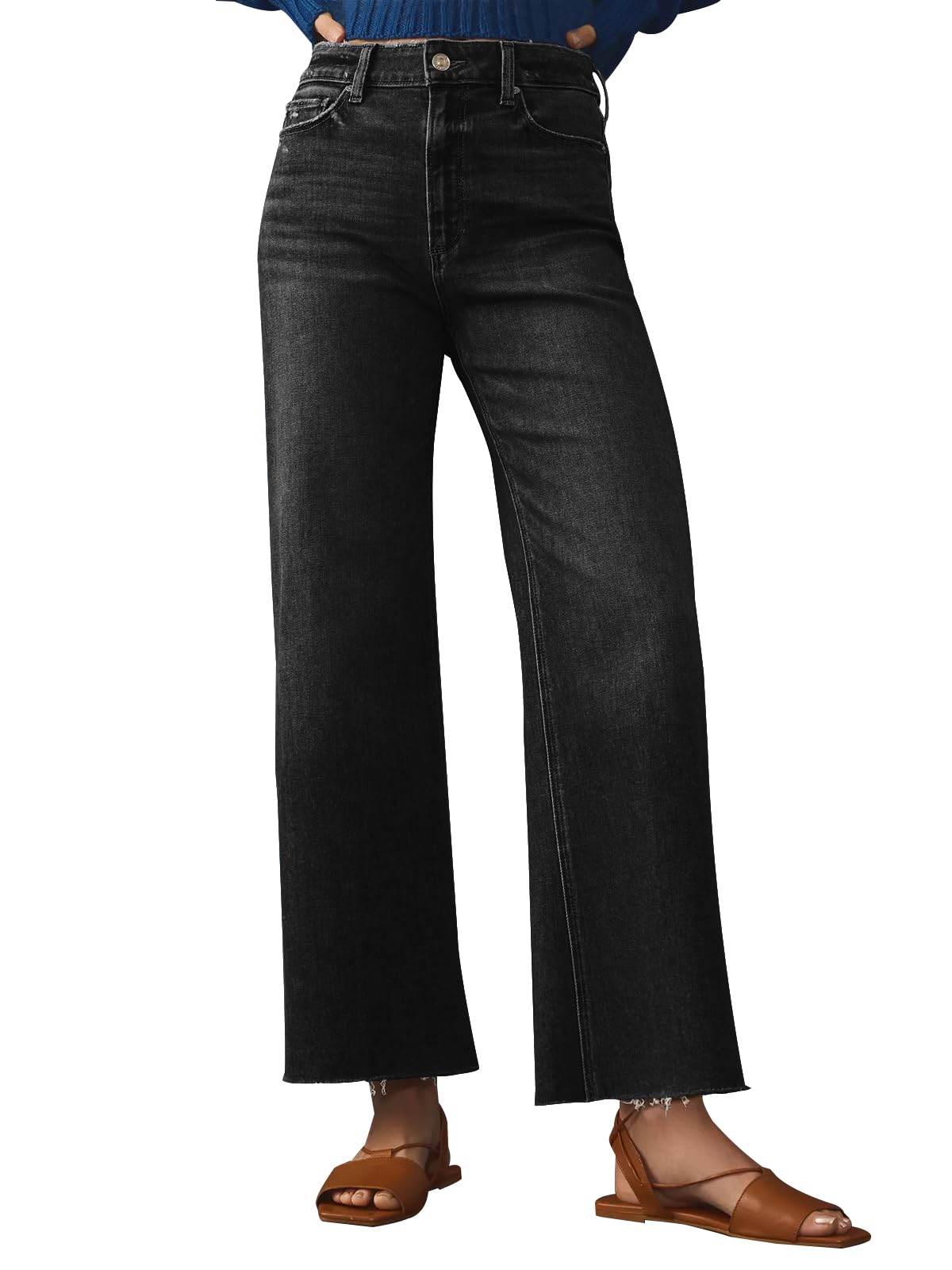 KUNMI Jeans for Women Wide Leg Baggy High Waist Boyfriends Straight Leg Stretchy Denim Pants Trendy Fall 2025
