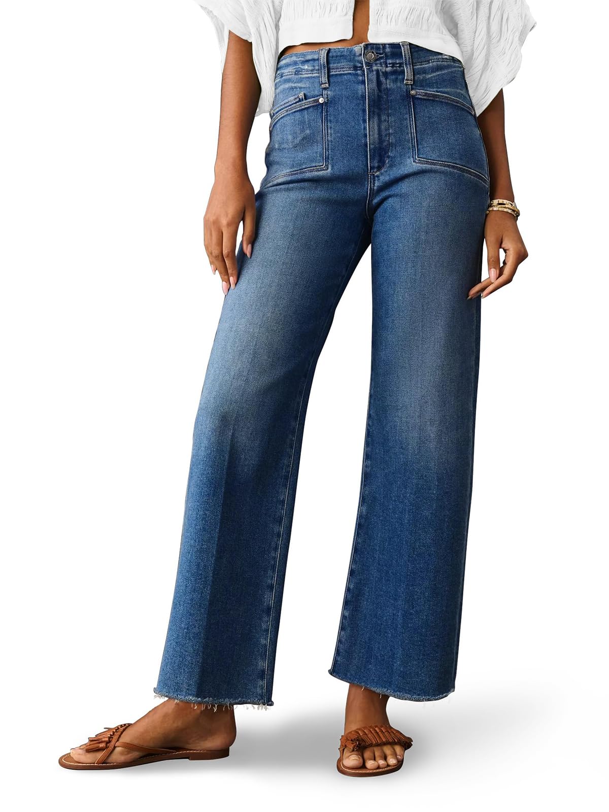 KUNMI Jeans for Women Wide Leg Baggy High Waist Boyfriends Straight Leg Stretchy Denim Pants Trendy Fall 2025
