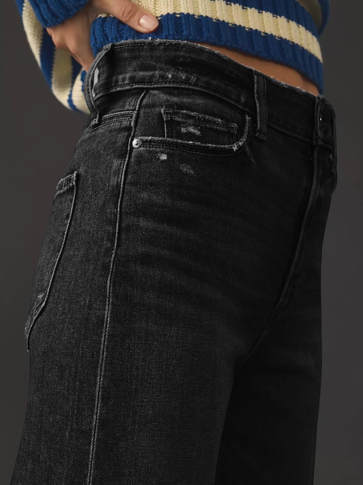 KUNMI Jeans for Women Wide Leg Baggy High Waist Boyfriends Straight Leg Stretchy Denim Pants Trendy Fall 2025