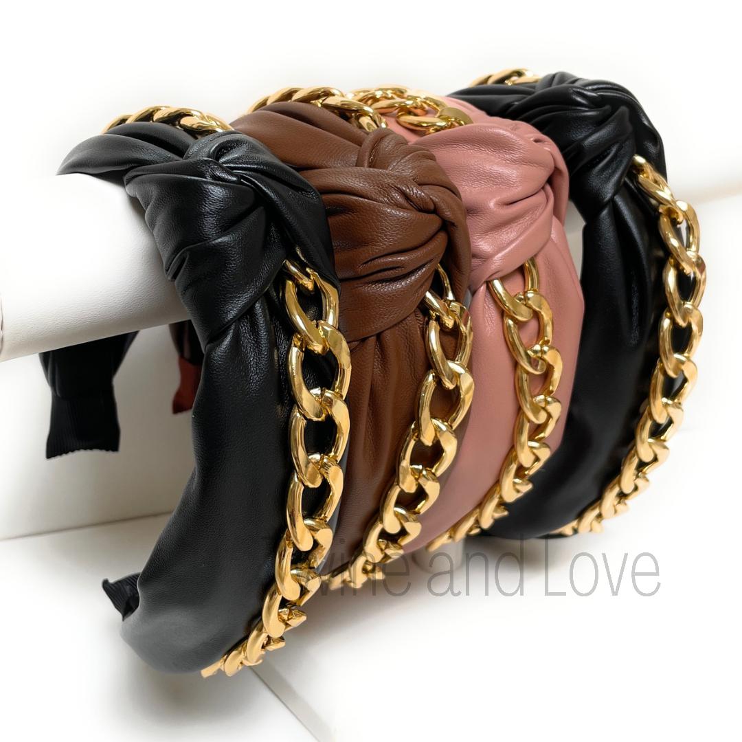 Chain Faux Leather Headband