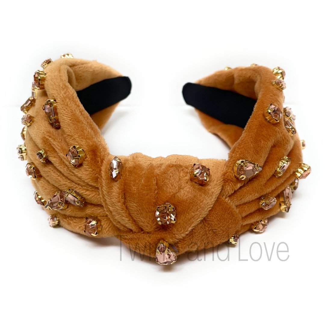 Velvet Knotted Jeweled Headband