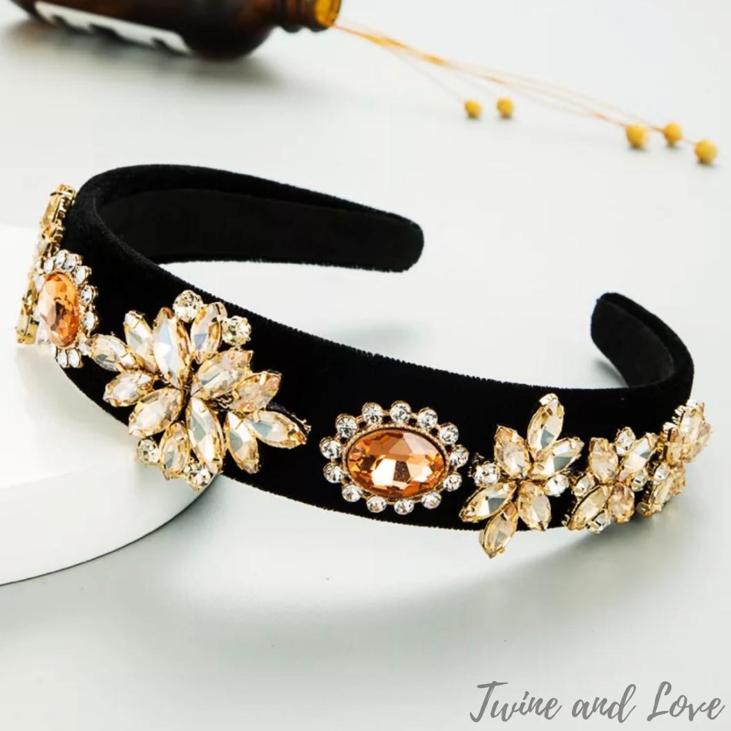 Bella Jeweled Headband (Beige)
