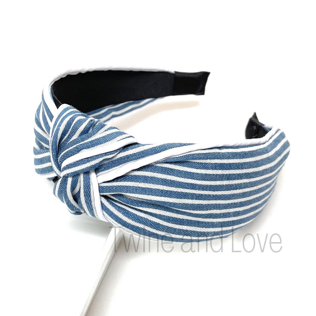 Striped Denim Top Knotted Headband