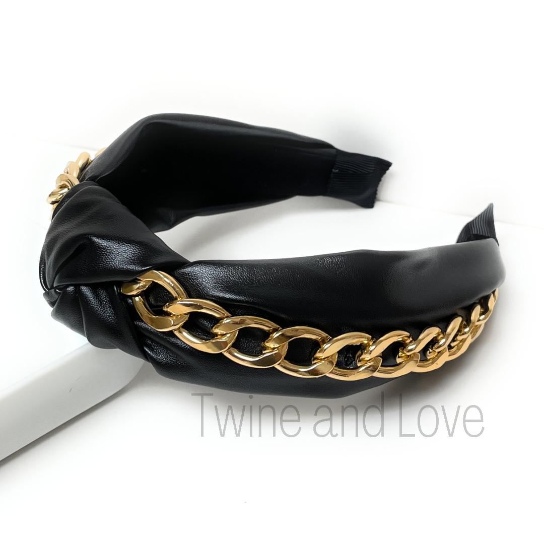 Chain Faux Leather Headband