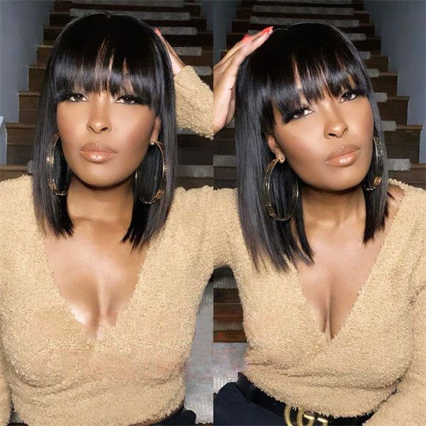 Straight Middle Part / With Bangs Bob Wig | Brazilian Hair Wigs