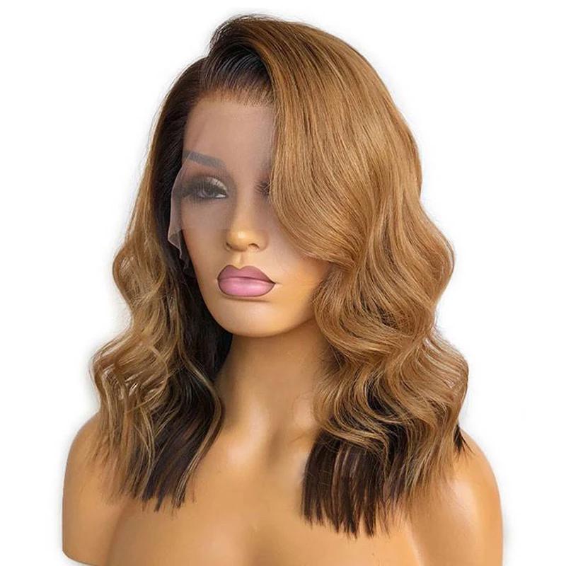 Blonde Color Wave Curly Bob Lace Frontal Wig