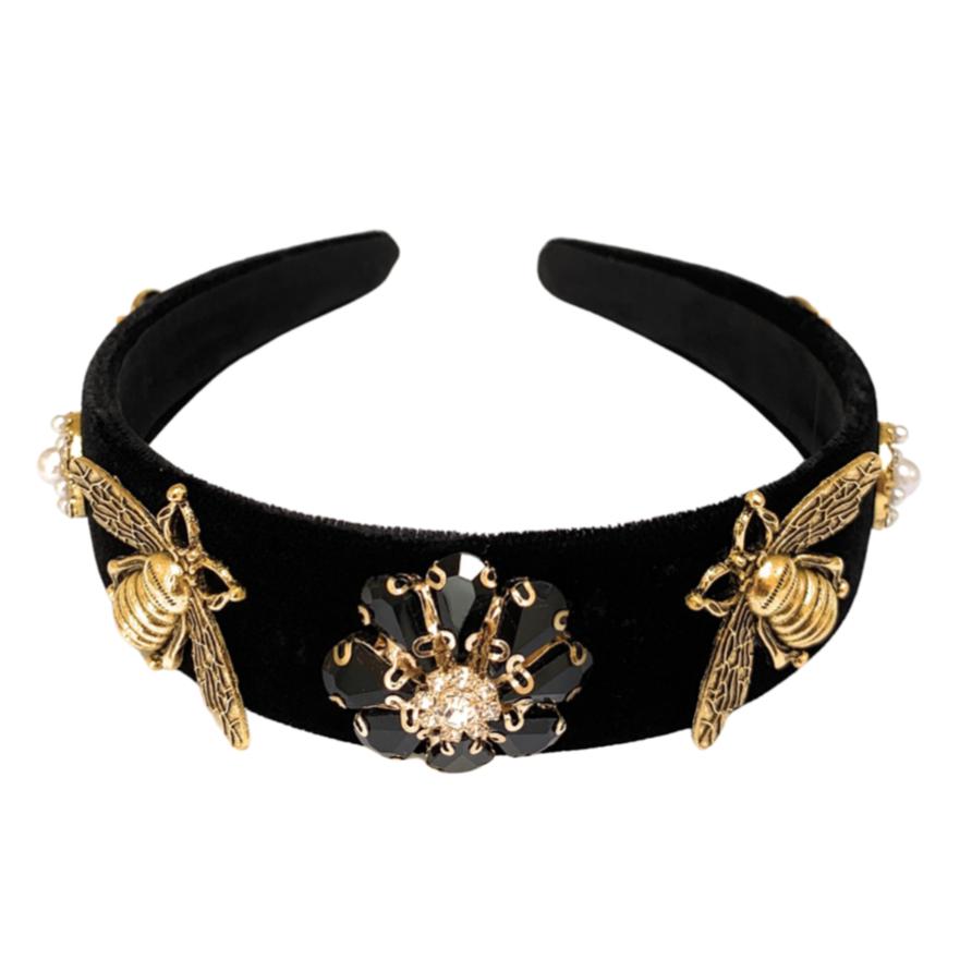 Bee Jeweled Headband (Black)
