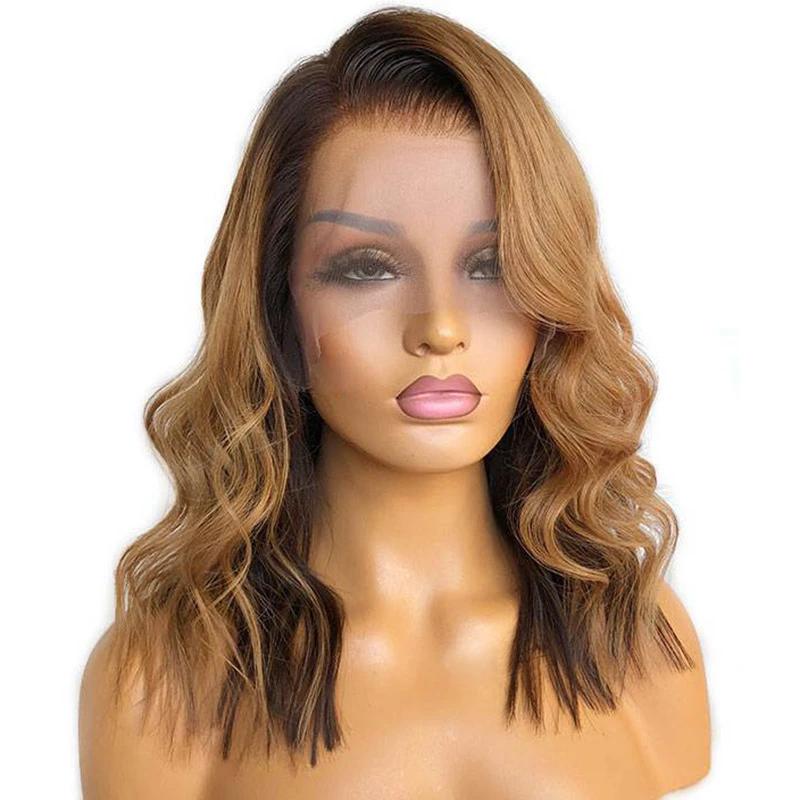 Blonde Color Wave Curly Bob Lace Frontal Wig