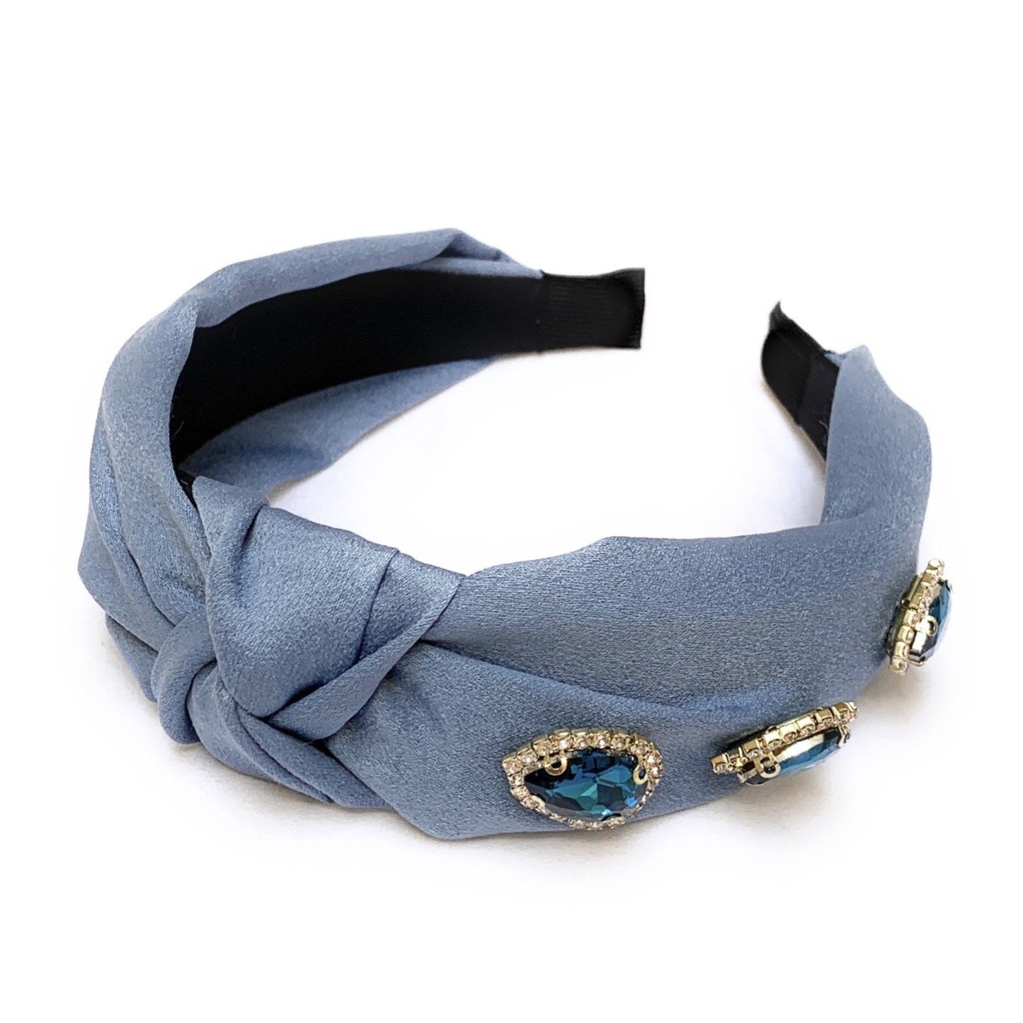 Knot Jeweled Headband (Blue)