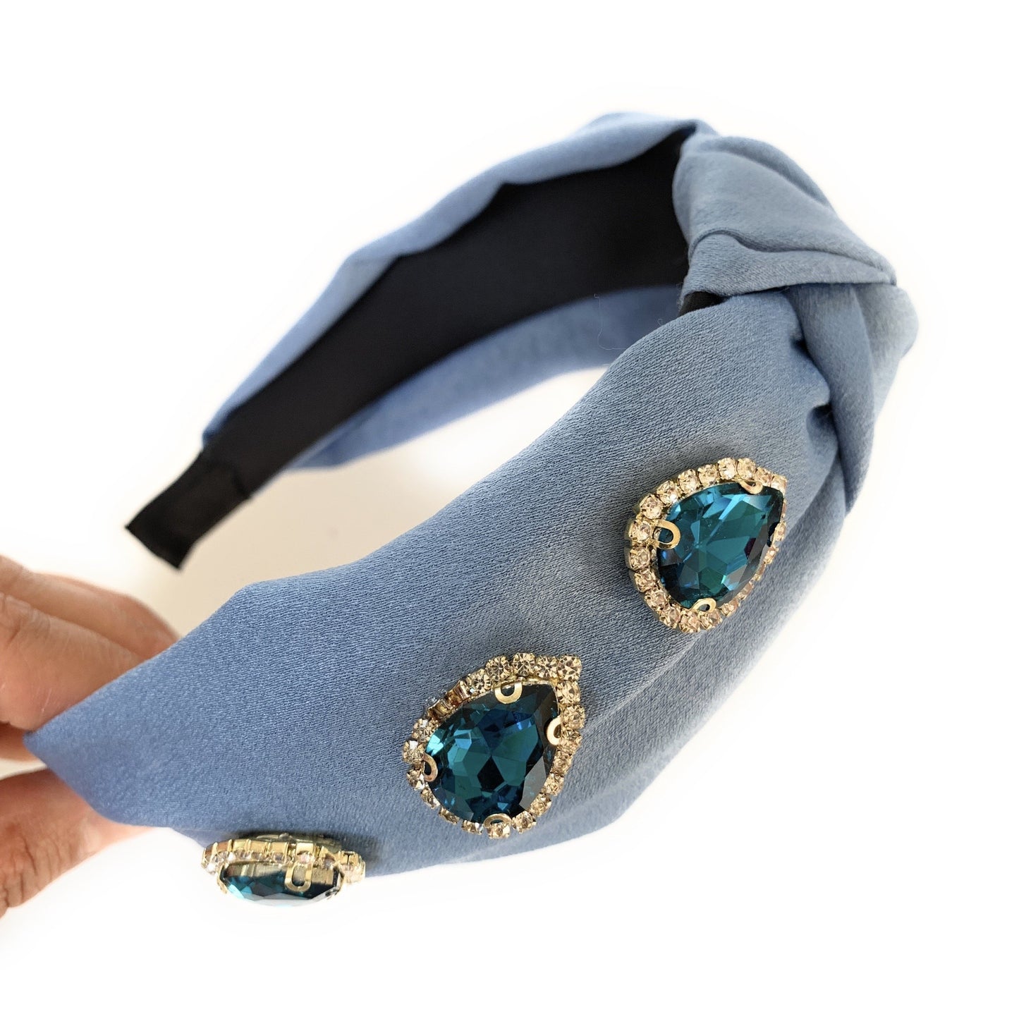 Knot Jeweled Headband (Blue)