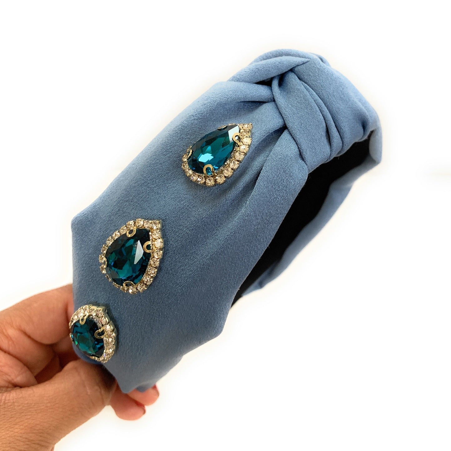Knot Jeweled Headband (Blue)