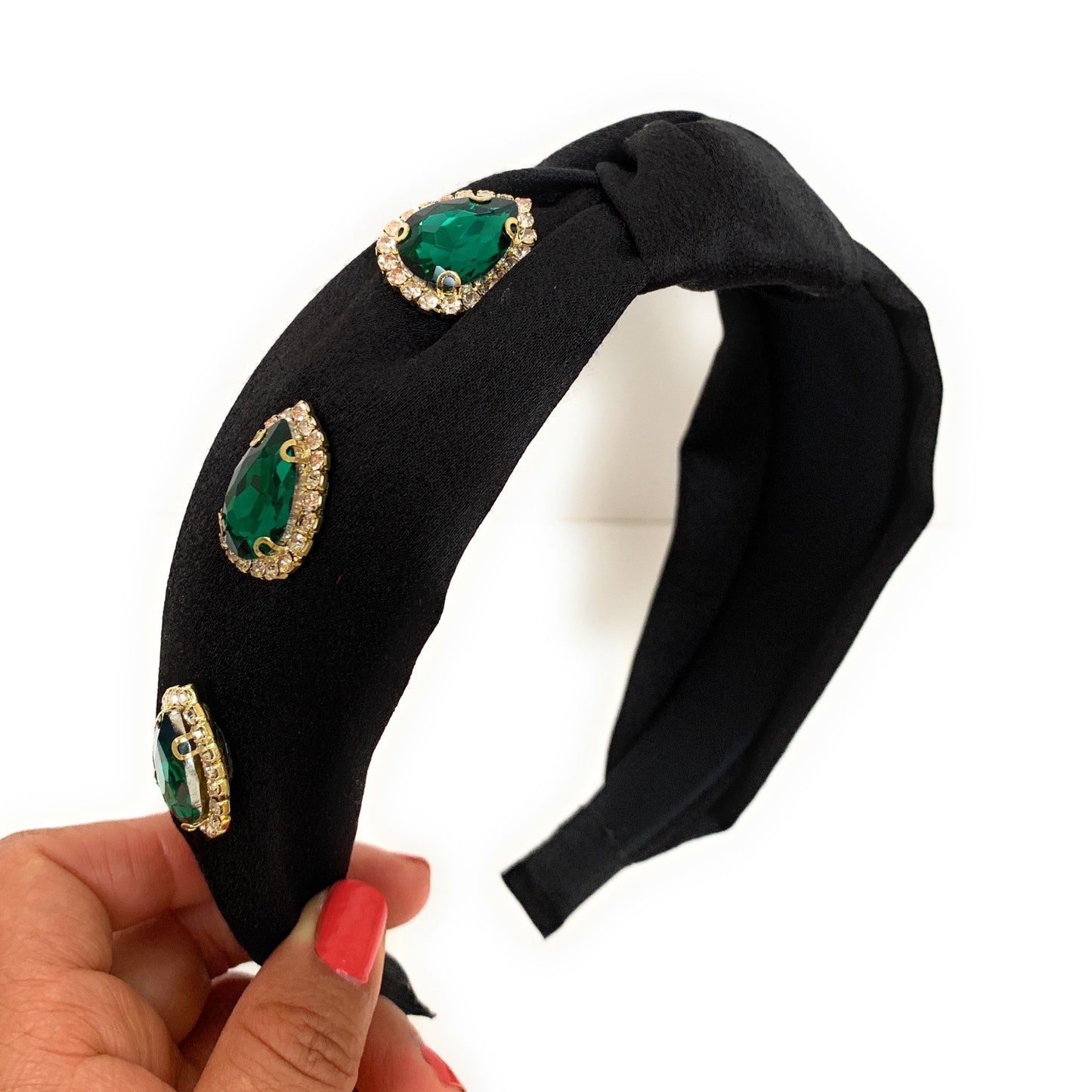 Knot Jeweled Headband (Blue)