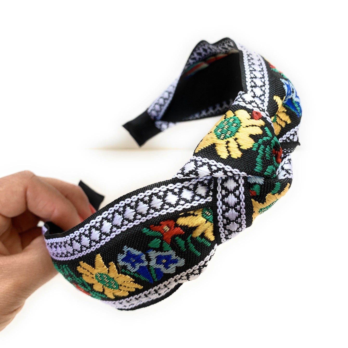 Embroidered Floral Knot Headband (Multicolor)