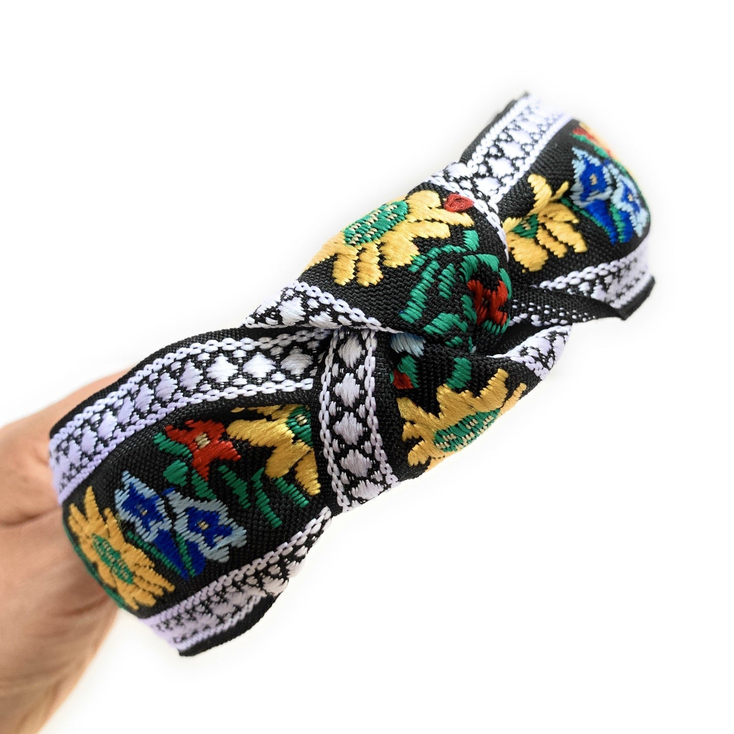 Embroidered Floral Knot Headband (Multicolor)
