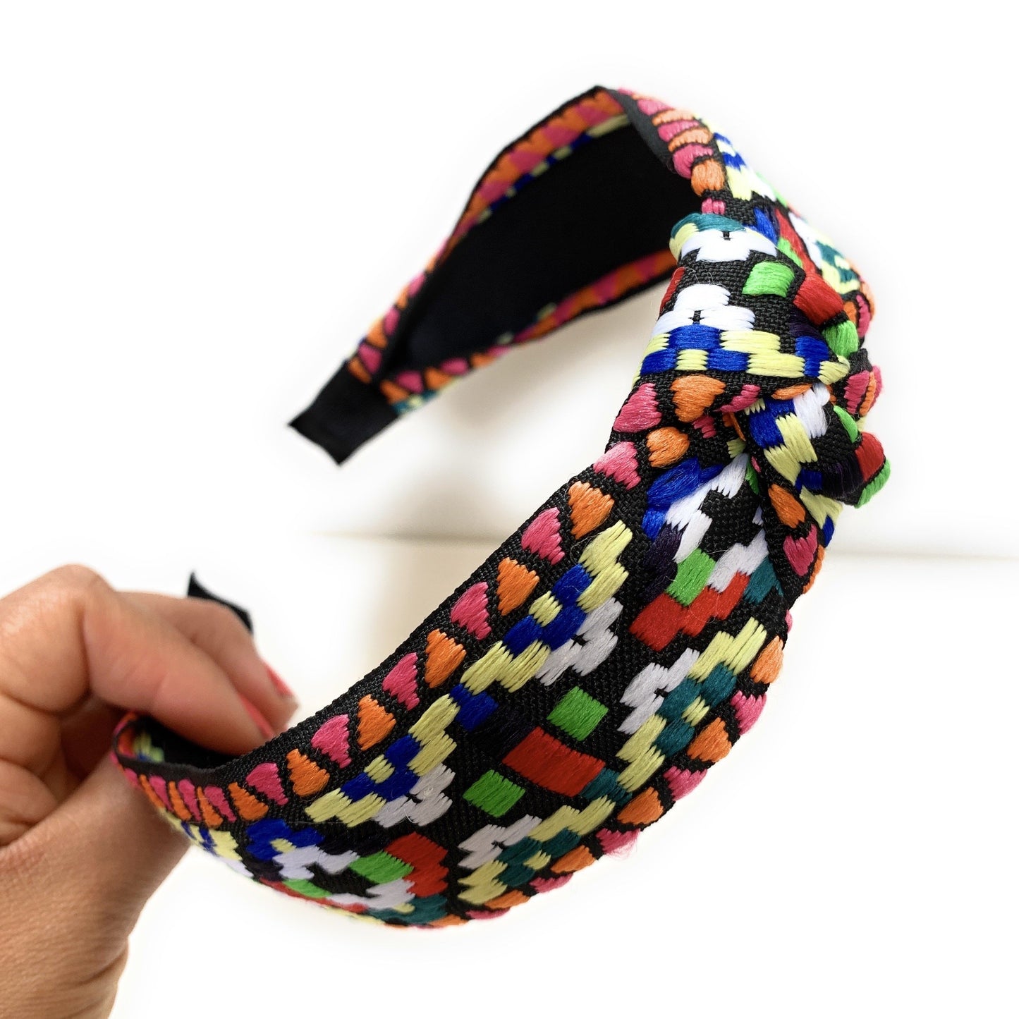 Embroidered Top Knot Headband (Multicolor)