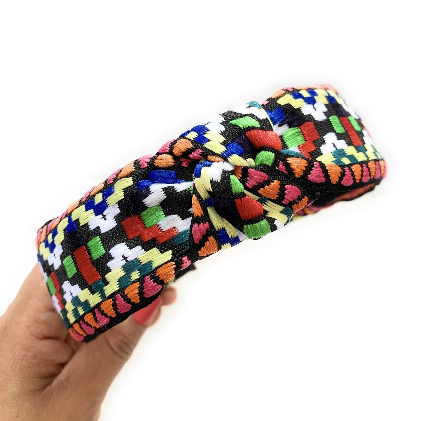 Embroidered Top Knot Headband (Multicolor)