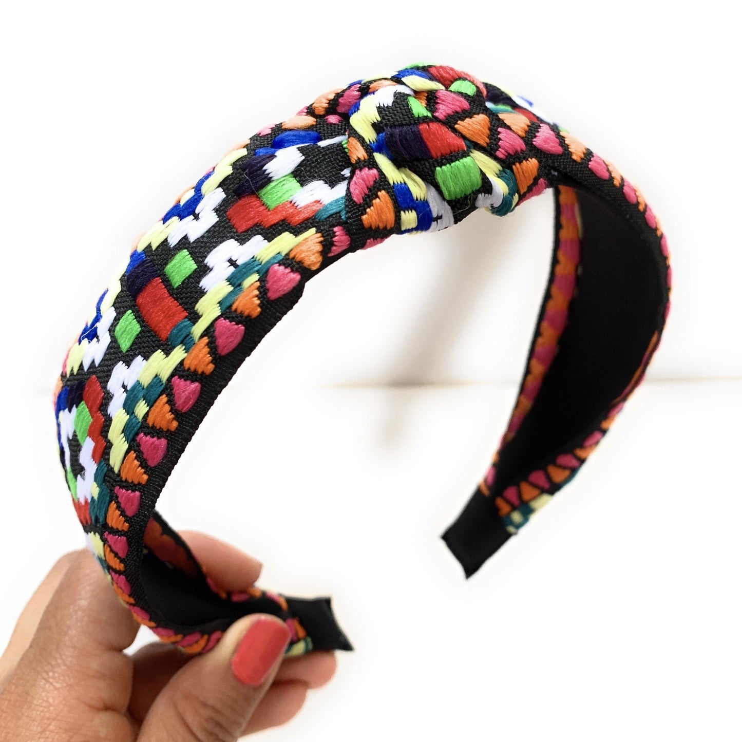 Embroidered Top Knot Headband (Multicolor)