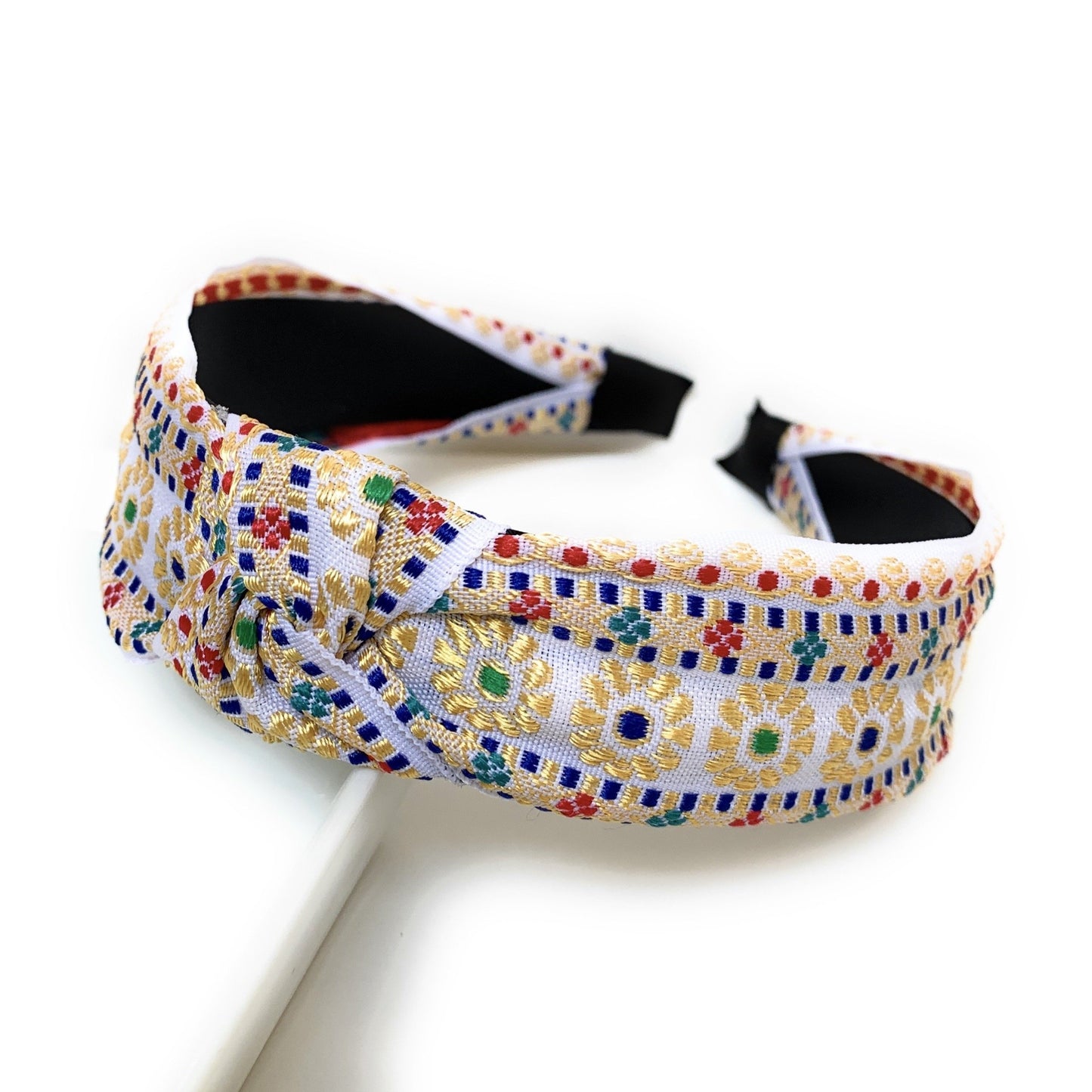 Embroidered Knot Headband (Ivory)