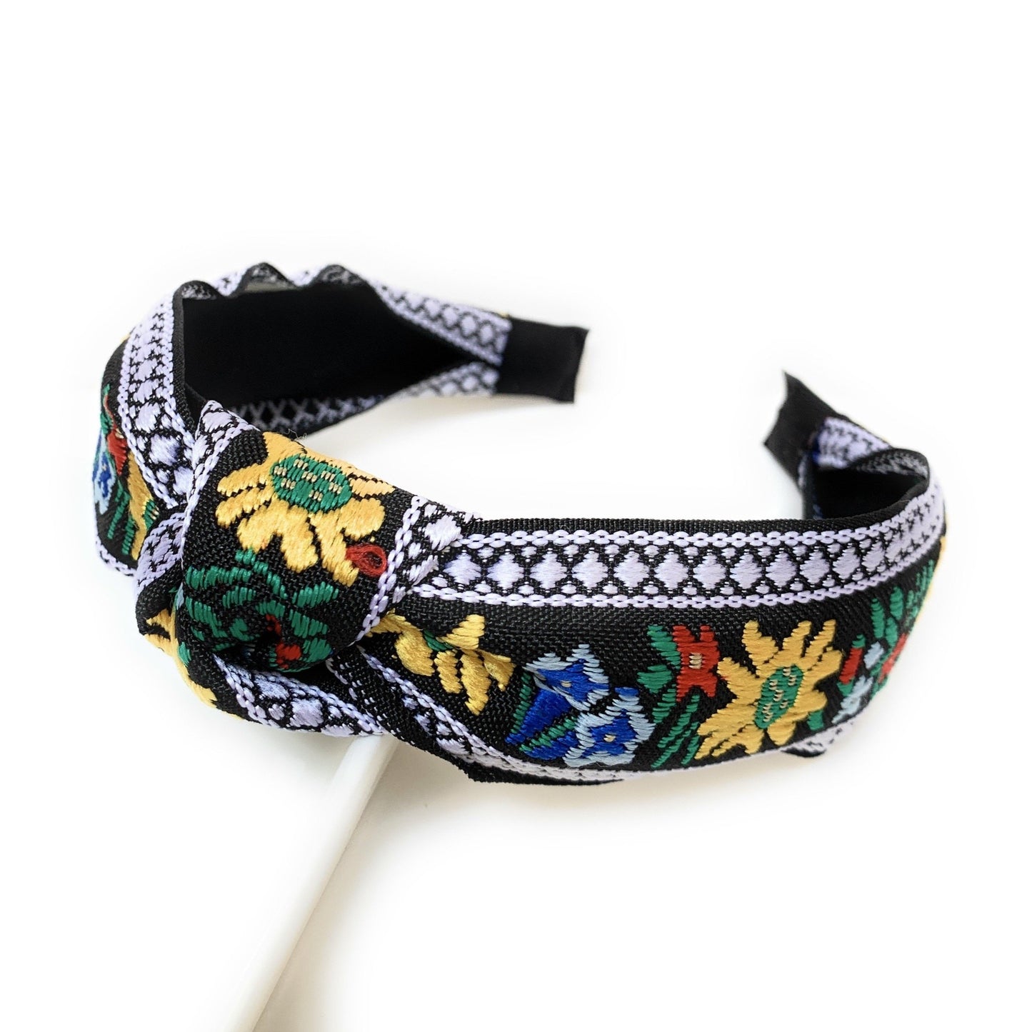 Embroidered Floral Knot Headband (Multicolor)