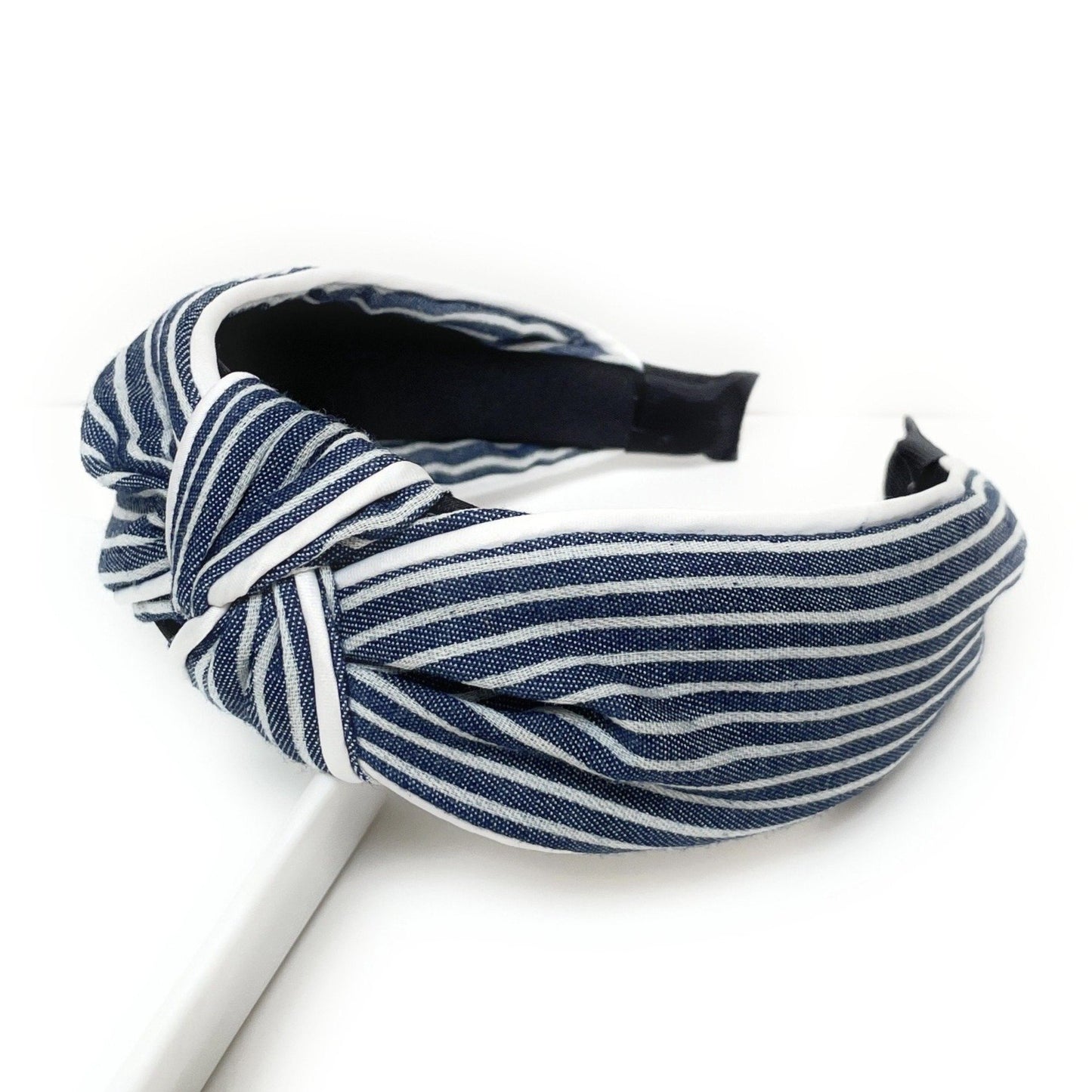 Striped Denim Top Knotted Headband
