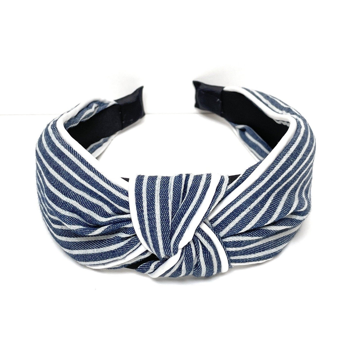 Striped Denim Top Knotted Headband