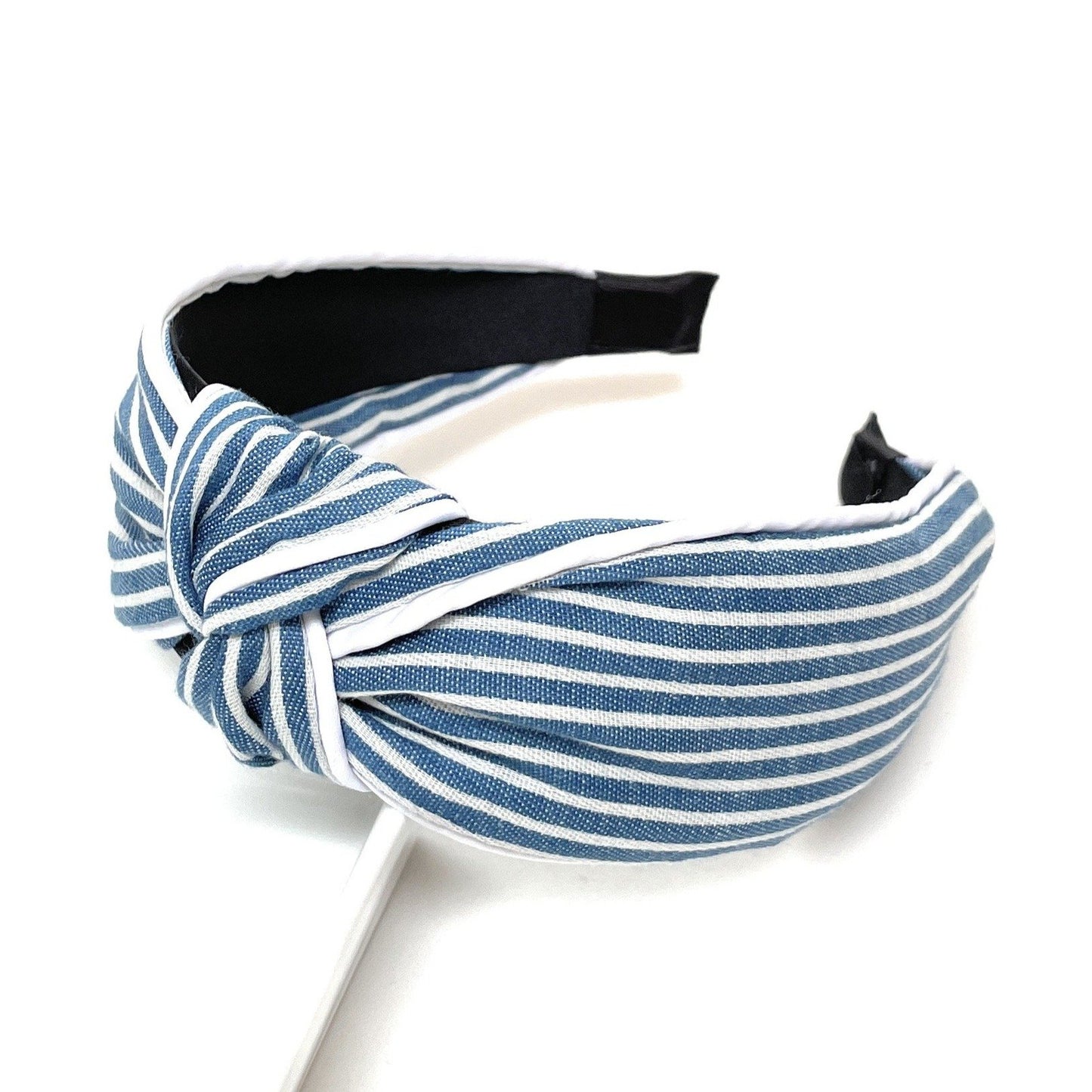 Striped Denim Top Knotted Headband