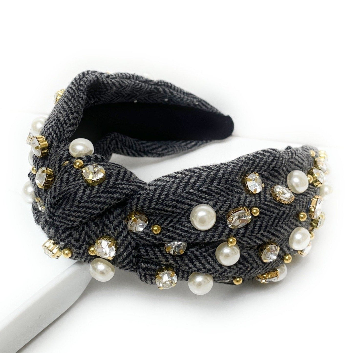 Plaid Knot Jeweled Headband