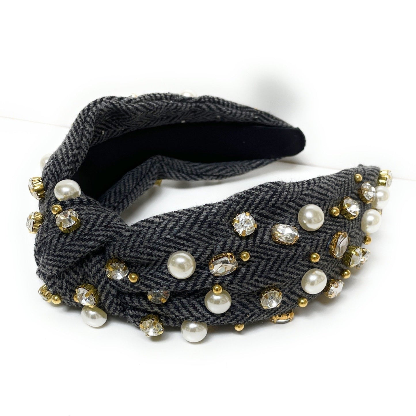 Plaid Knot Jeweled Headband
