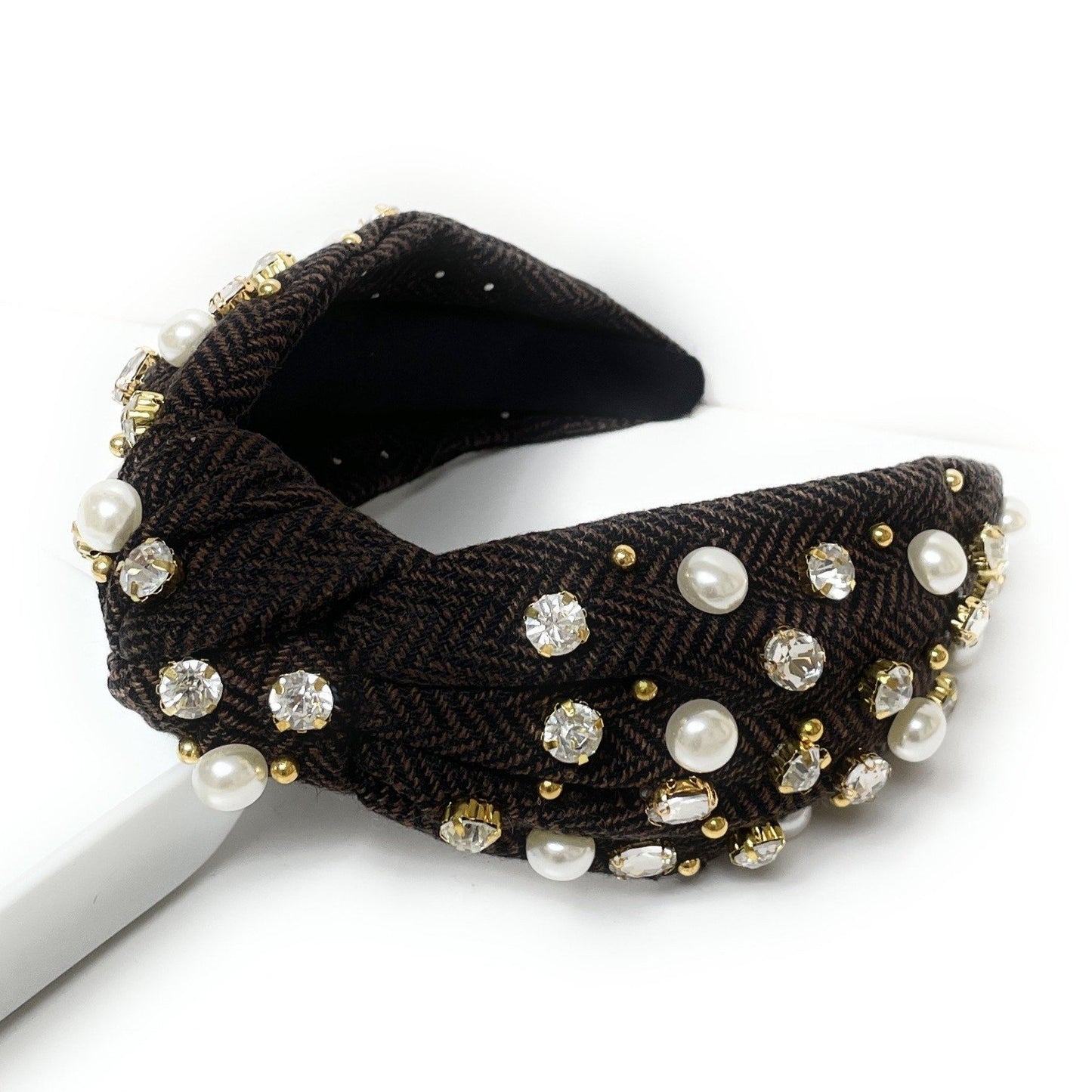 Plaid Knot Jeweled Headband