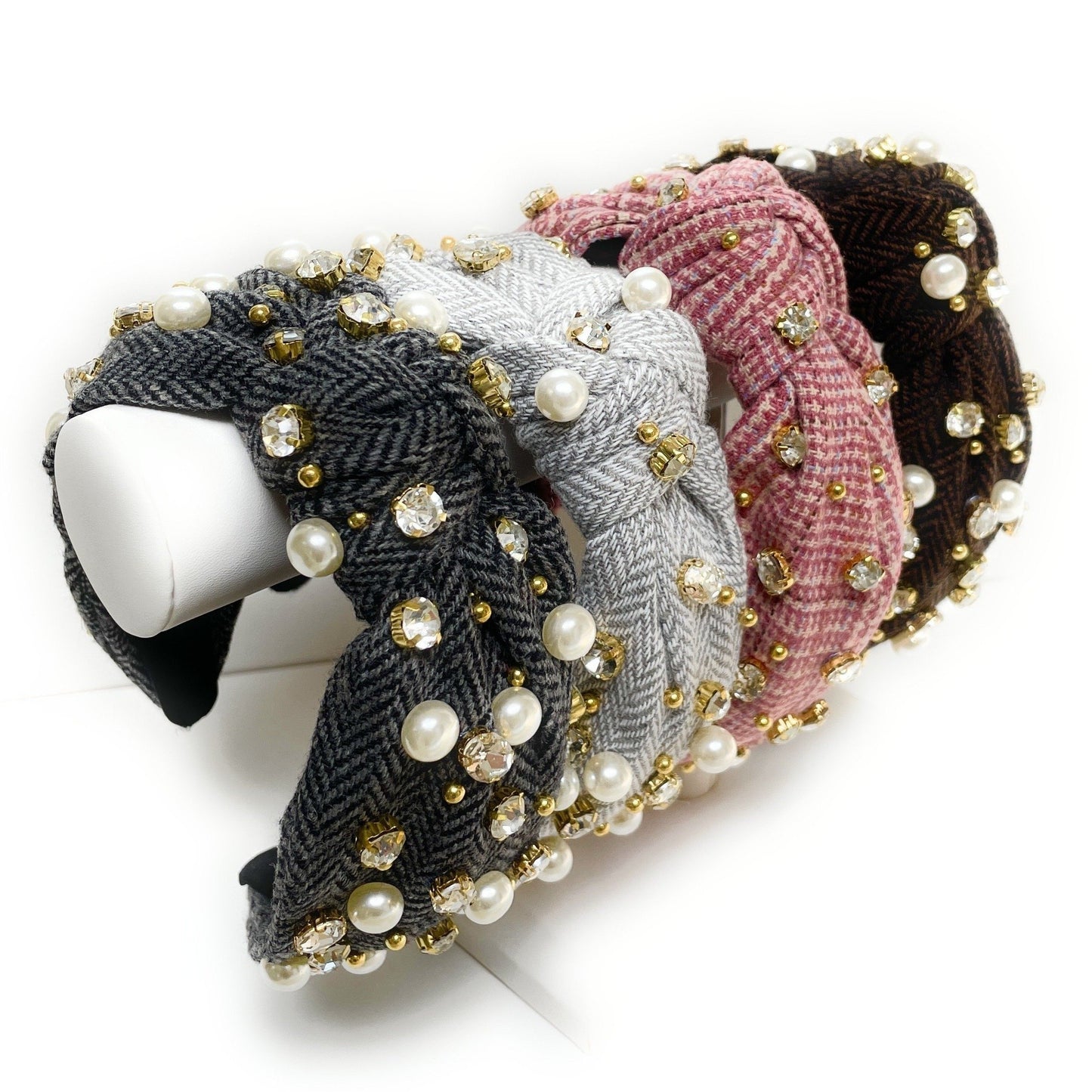 Plaid Knot Jeweled Headband