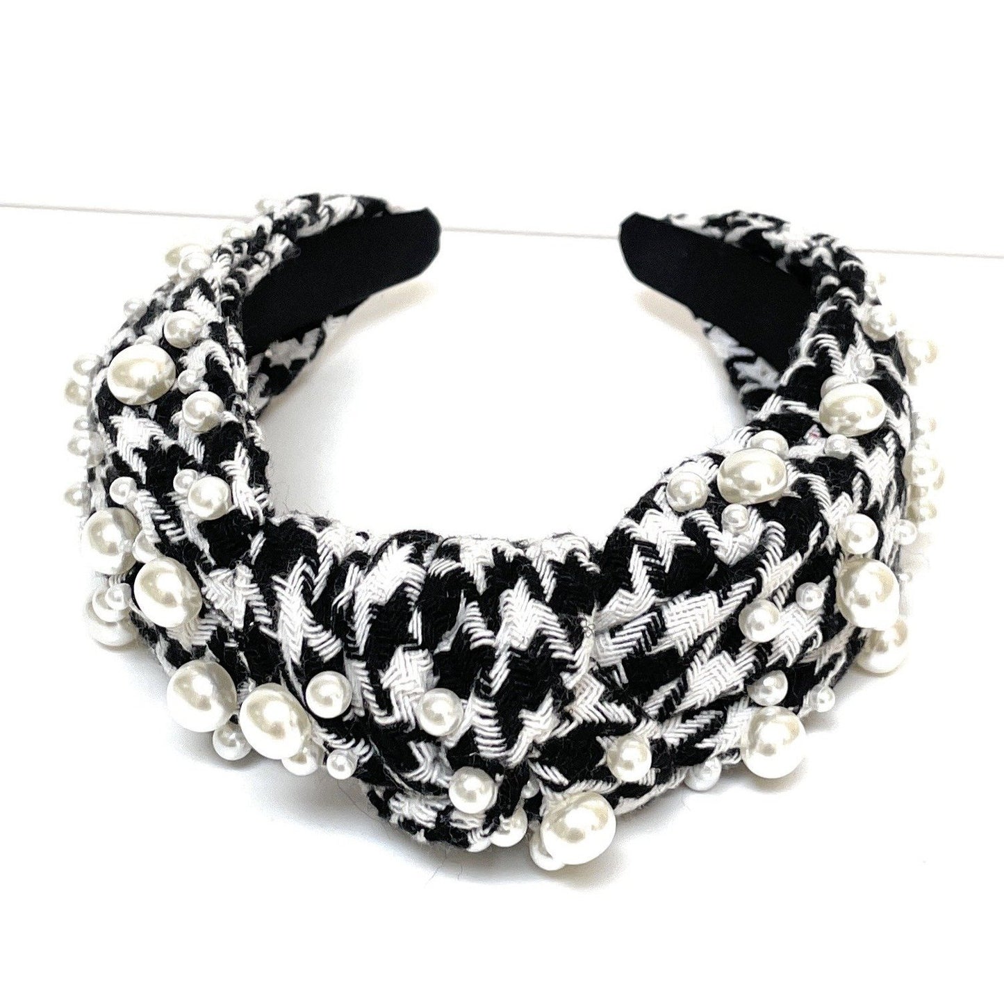 Houndstooth Pearl Knot Headband