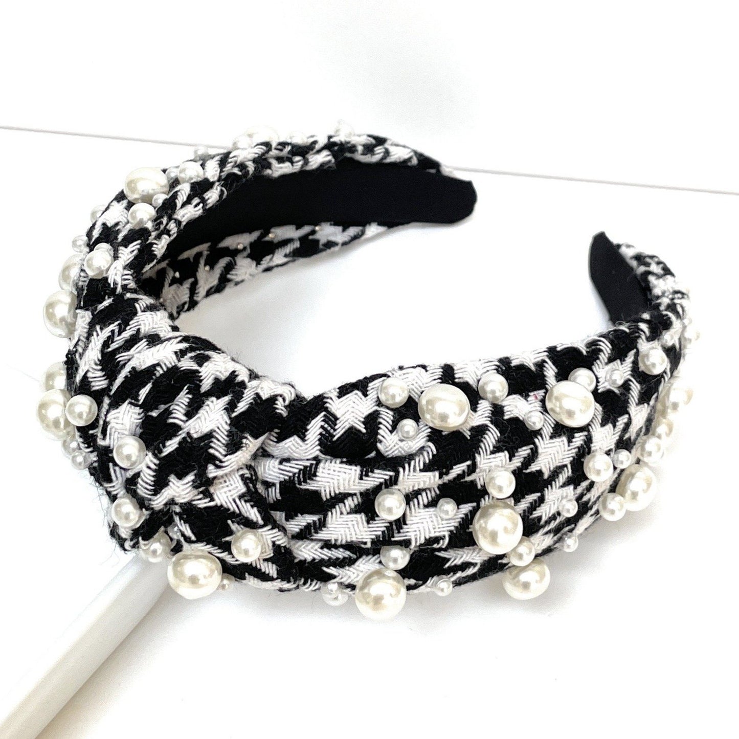 Houndstooth Pearl Knot Headband