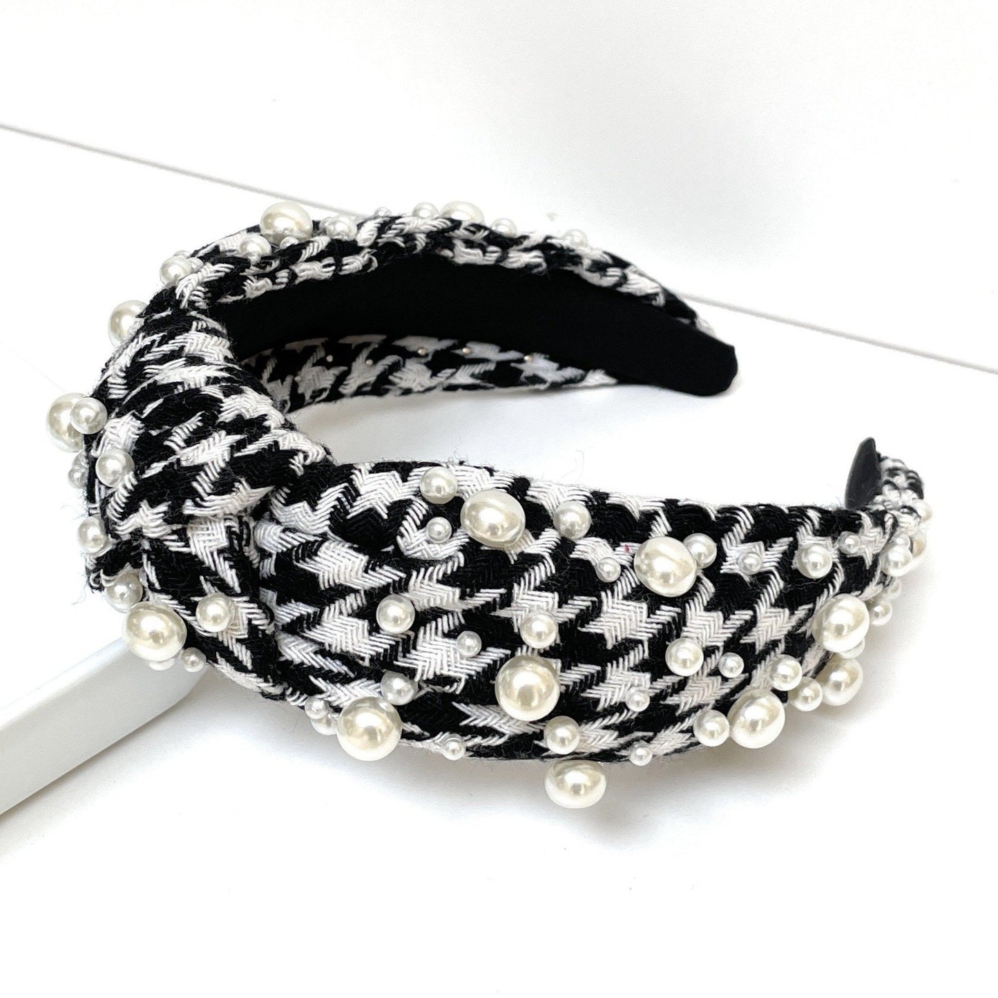 Houndstooth Pearl Knot Headband