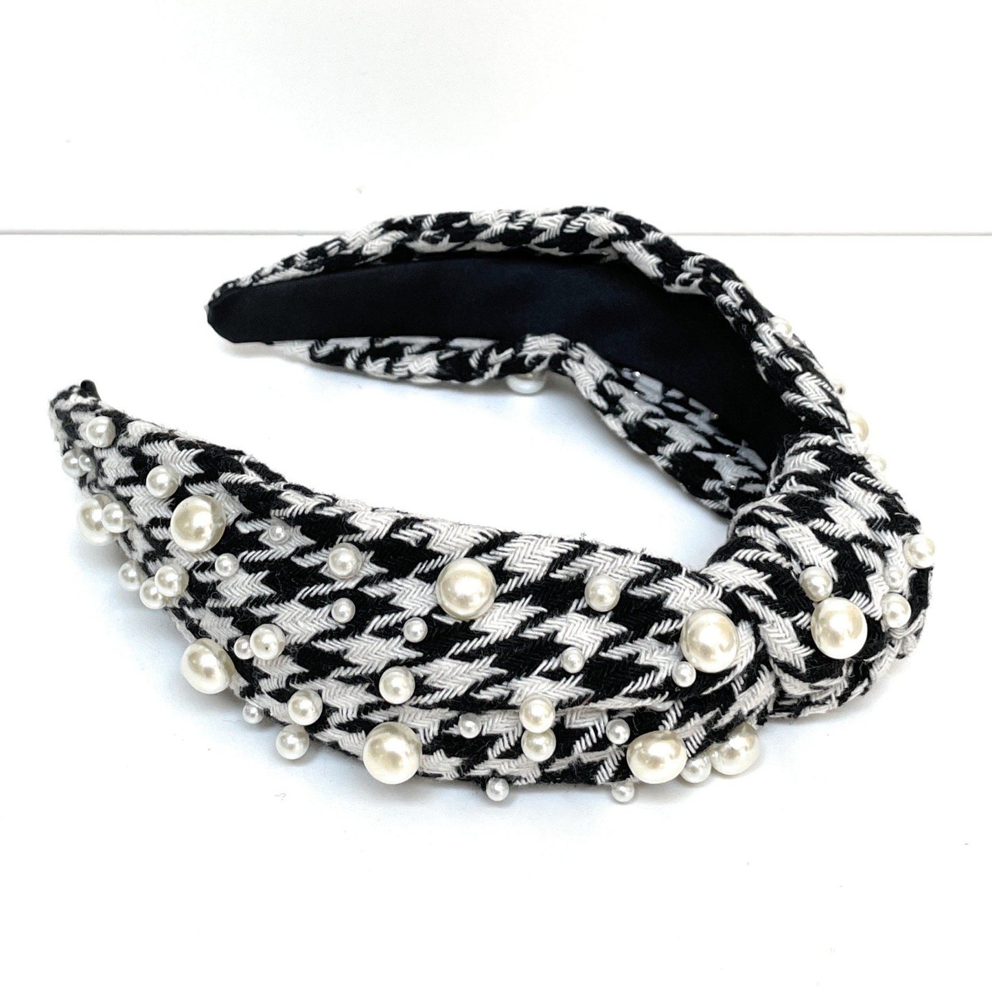 Houndstooth Pearl Knot Headband