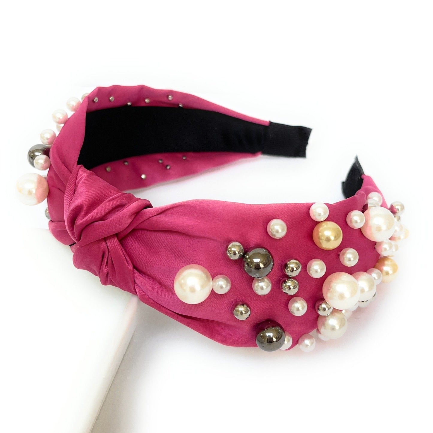 Pearl Cluster Knot Satin Headband (more Colors)