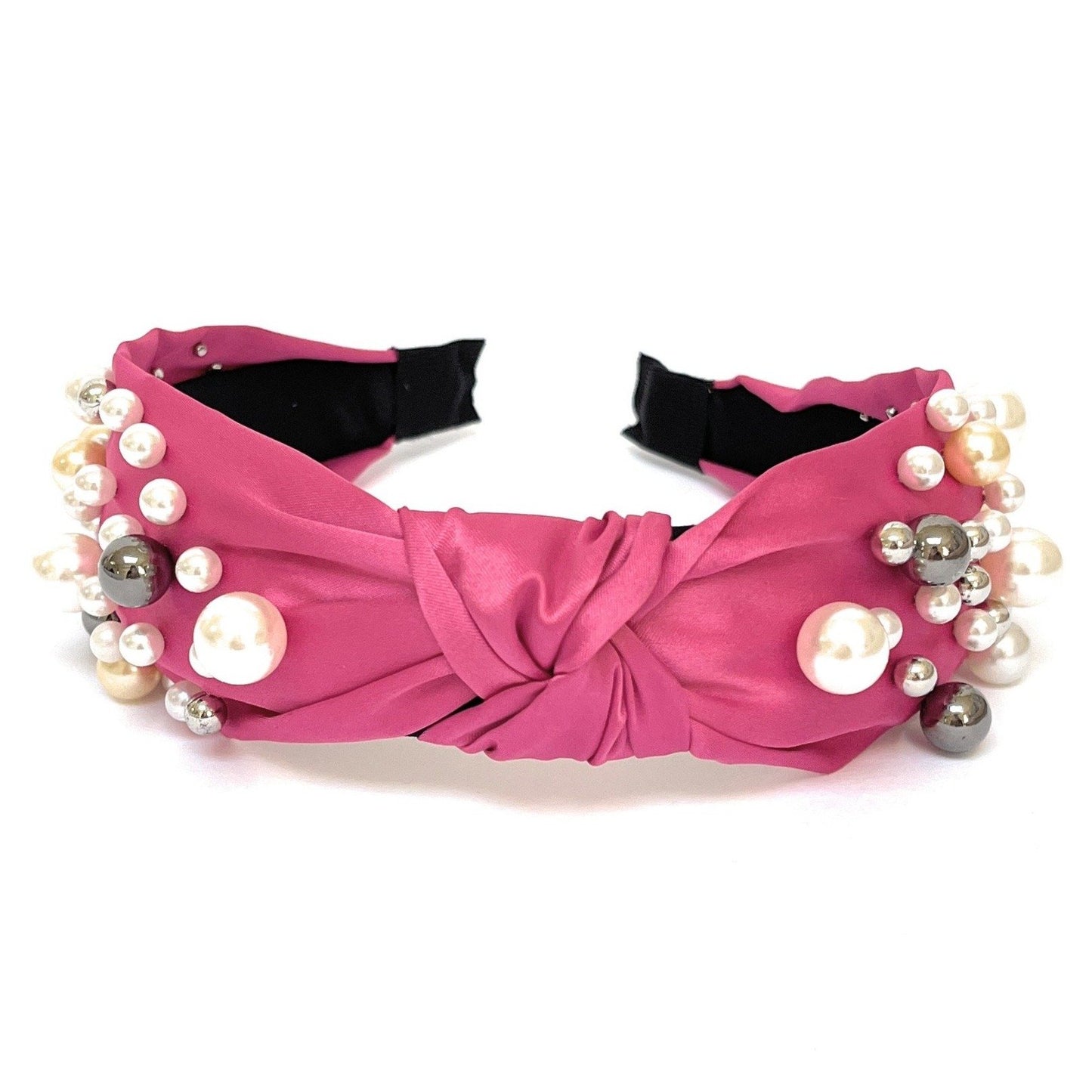 Pearl Cluster Knot Satin Headband (more Colors)