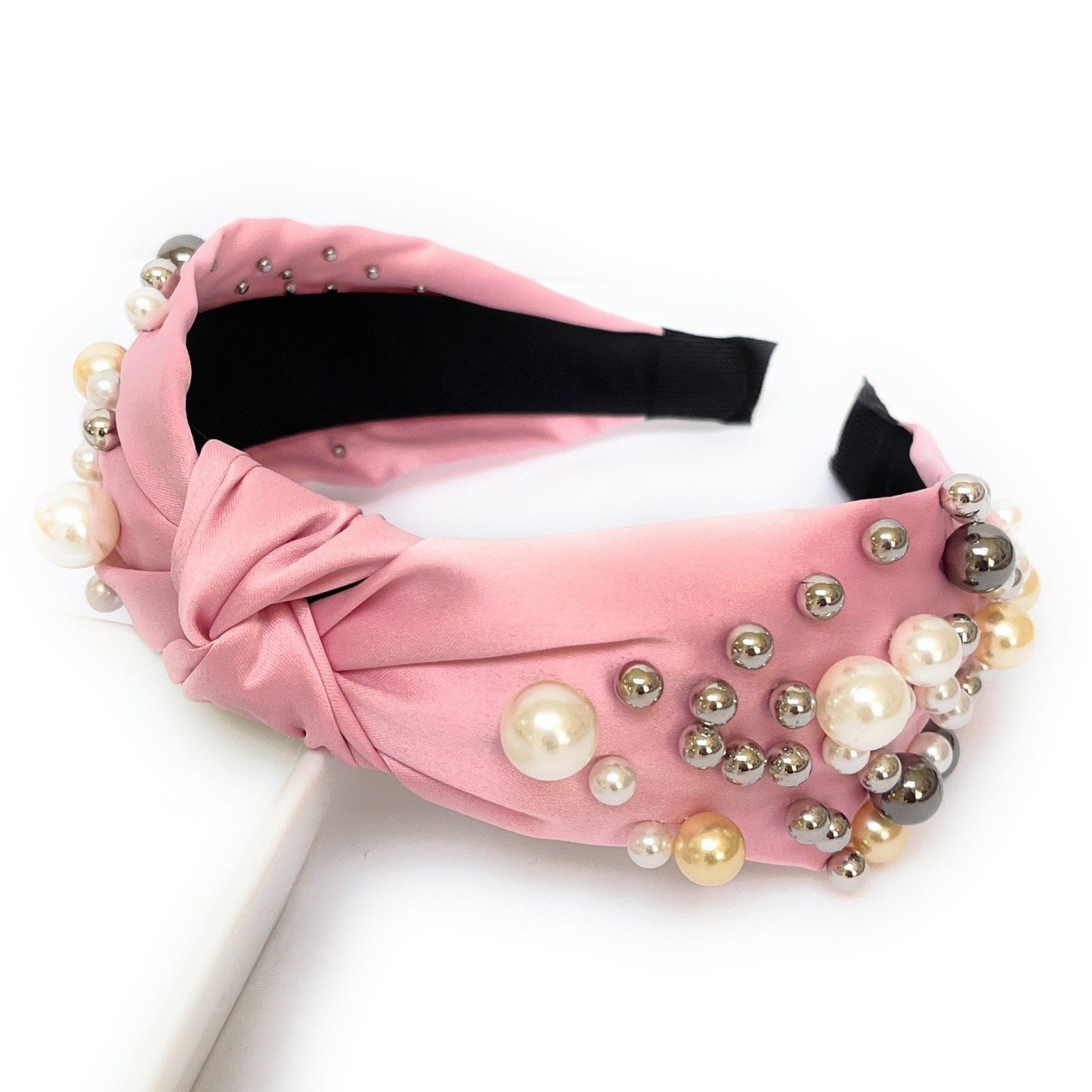 Pearl Cluster Knot Satin Headband (more Colors)