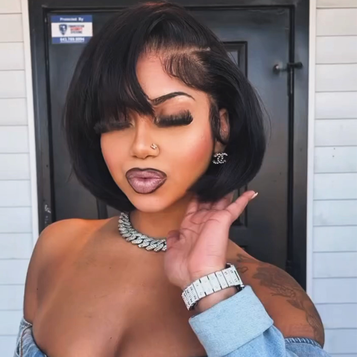 Glueless Straight Short Bob Wig Summer Wig Choice Brazilian Hair Lace Wigs