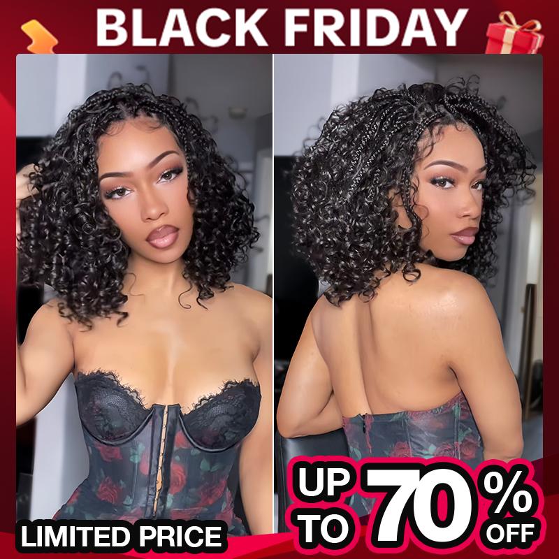 Frodio Veralux™ 13x6 HD Lace Wig Glueless Wear & Go 12” Boho Braids Water Wave Wig – Premium Fiber, Beginner Friendly