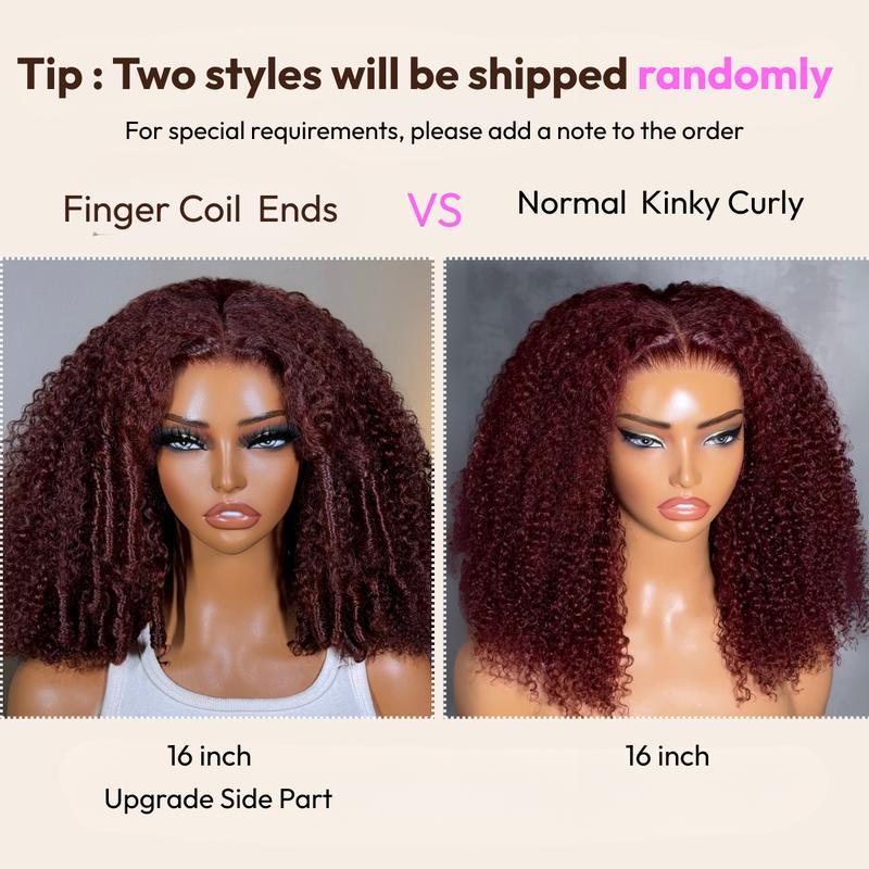 【New In】 250% Density Reddish Brown Fluffy Afro Kinky Curly Wig Glueless Pre-cut Wigs with 16 Inch Beginners Friendly Natural Looking