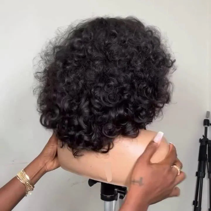 Put On & Go Voluminous Curly bob Wig With Bangs