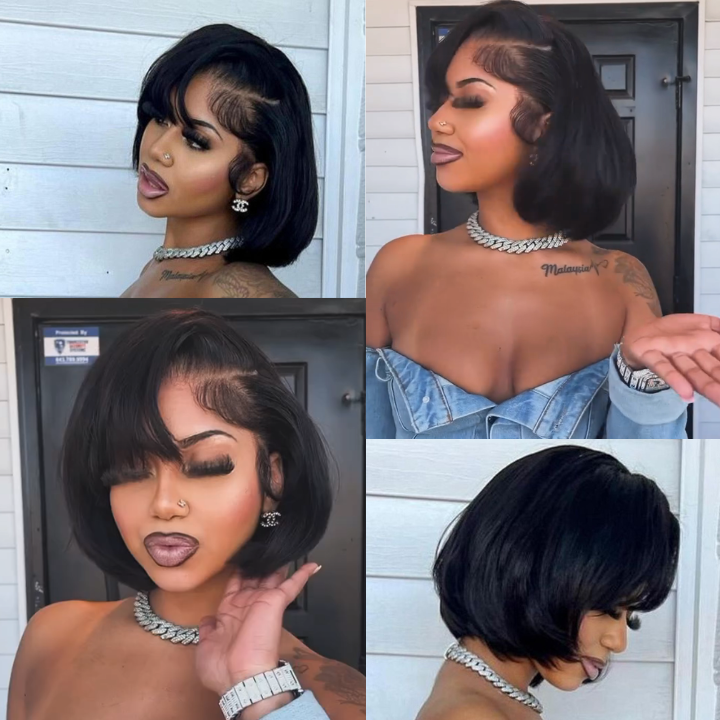 Glueless Straight Short Bob Wig Summer Wig Choice Brazilian Hair Lace Wigs