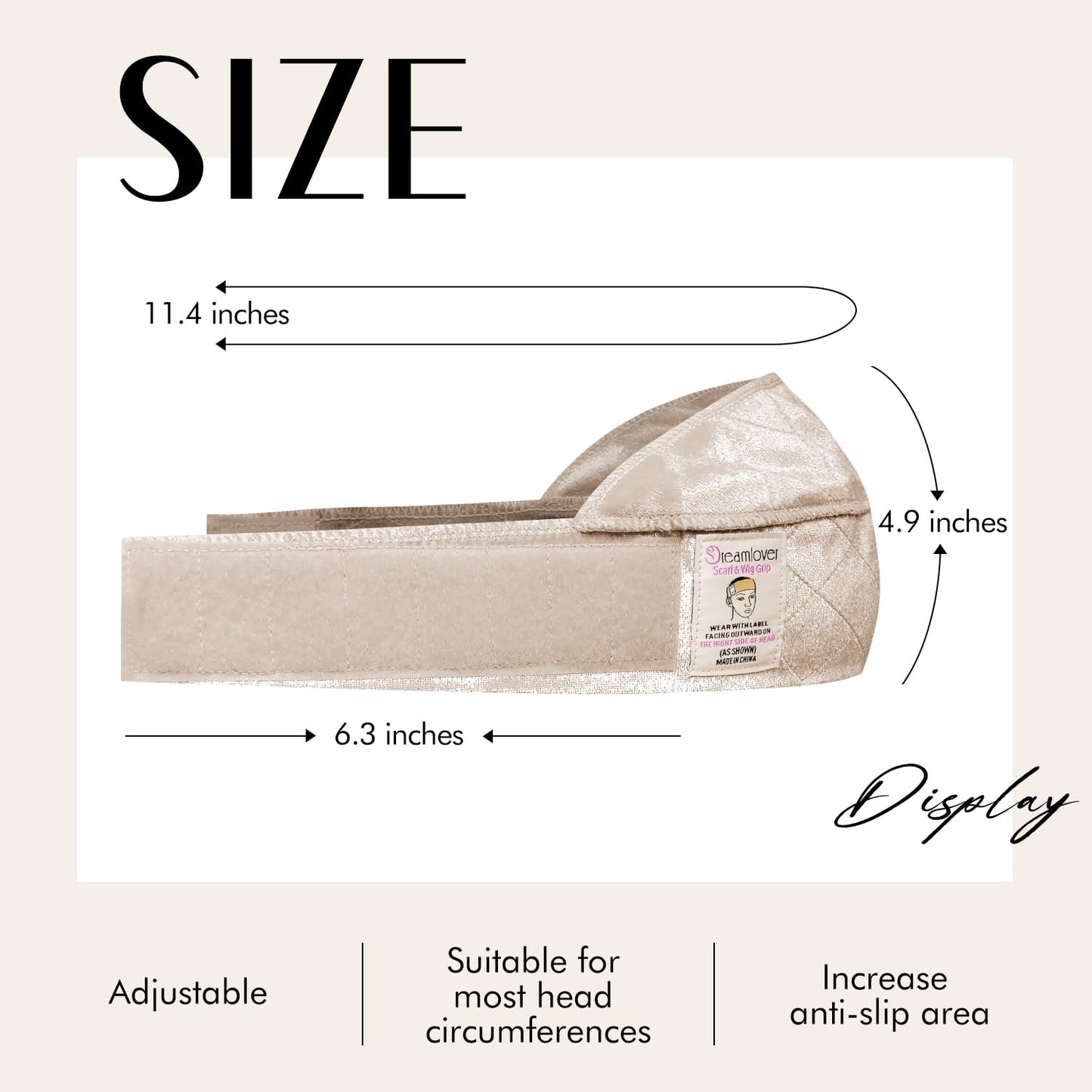 Wide Wig Grip Headband, Wig Grip Band for Securing, Nude, 1 Piece