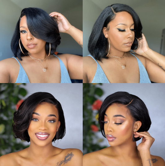 Celebrity Style Short Cut Side Part Closure Bob Wig